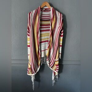Billabong | Striped Knit Open Cardigan w/ Fringe | Small